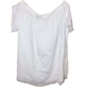 Cloth & Stone Anthropologie women’s medium White off the shoulder Raw hem blouse